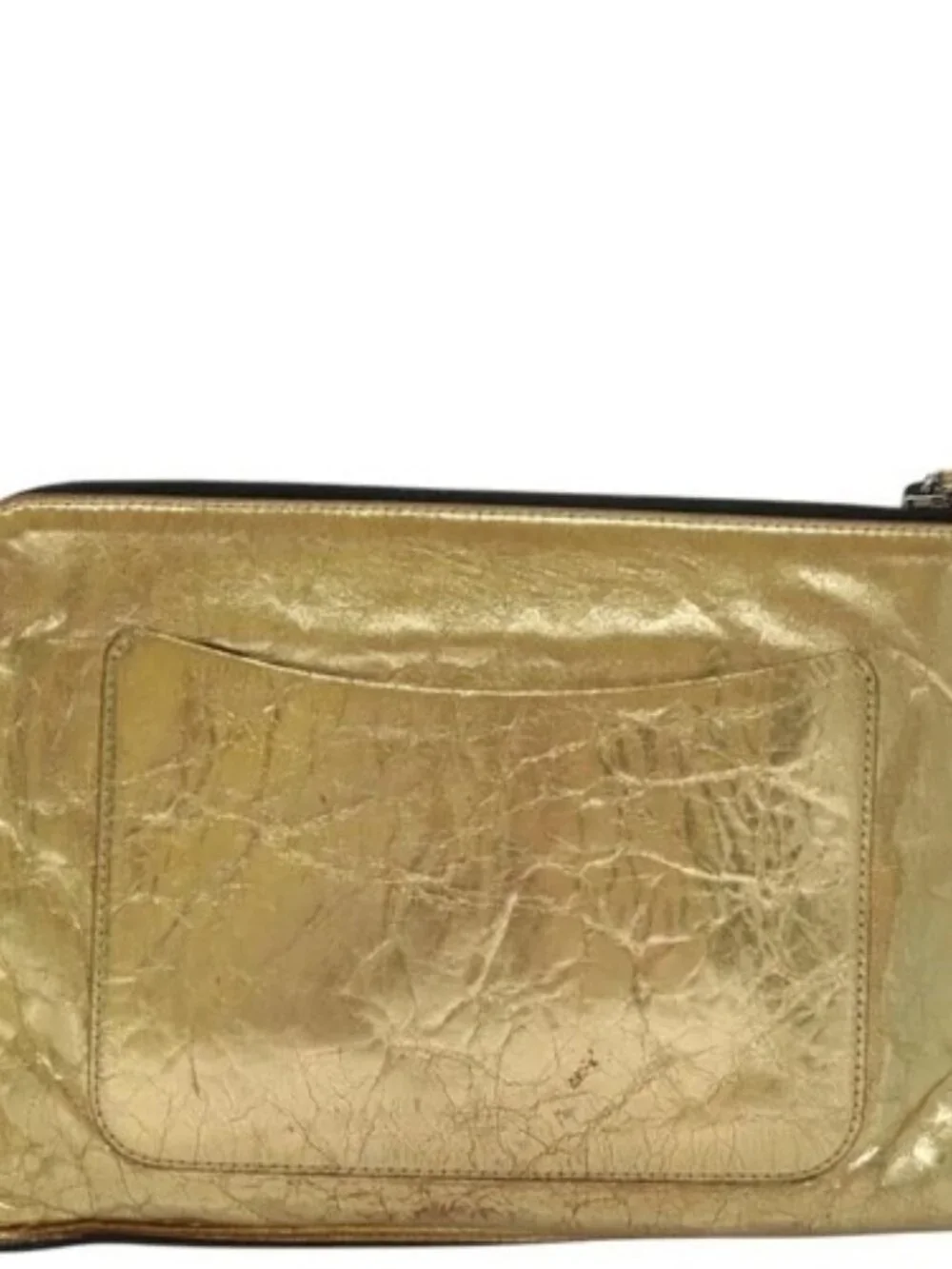 CHANEL Clutch Bag Leather Gold CC Auth 107504